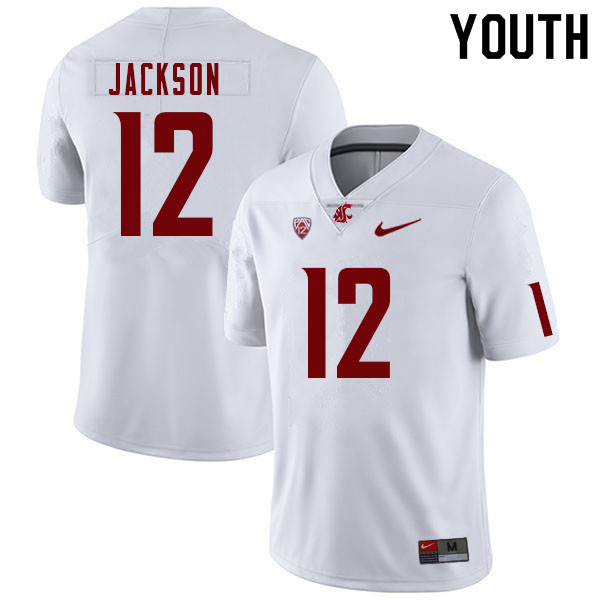 Youth #12 Chris Jackson Washington State Cougars College Football Jerseys Sale-White - Click Image to Close